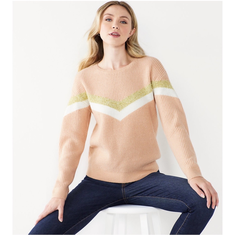 NWT Nine West Shine Sweater Pink Size XXL
